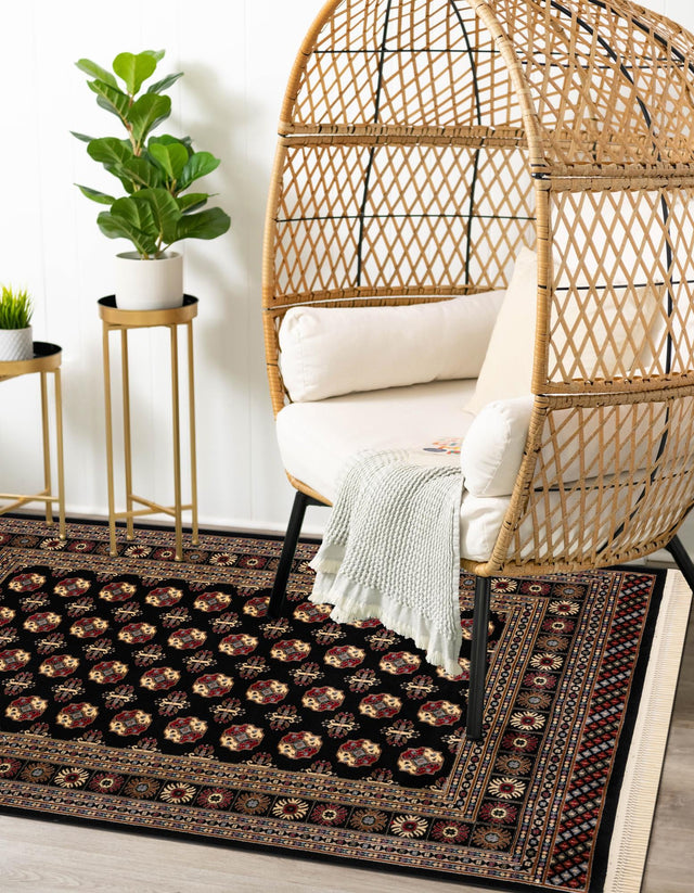 Black 3' 1 x 5' 3 Tekke Rectangle Area Rug Classic Traditional Vintage Design Carpet for Living Rooms, Dining, Bedrooms, Office Space for Sale at Rug Engine