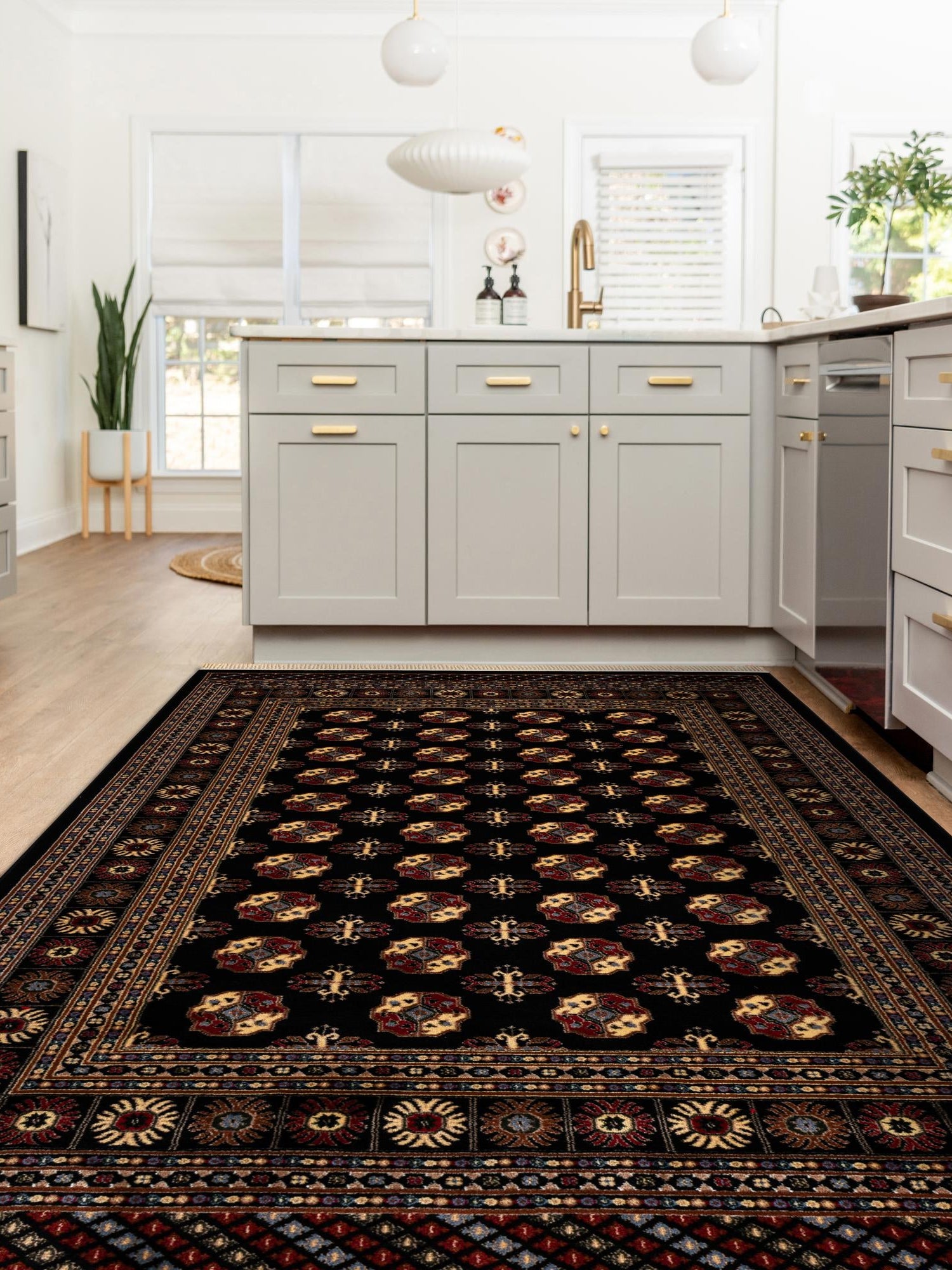 Black 3' 1 x 5' 3 Tekke Rectangle Area Rug Classic Traditional Vintage Design Carpet for Living Rooms, Dining, Bedrooms, Office Space for Sale at Rug Engine