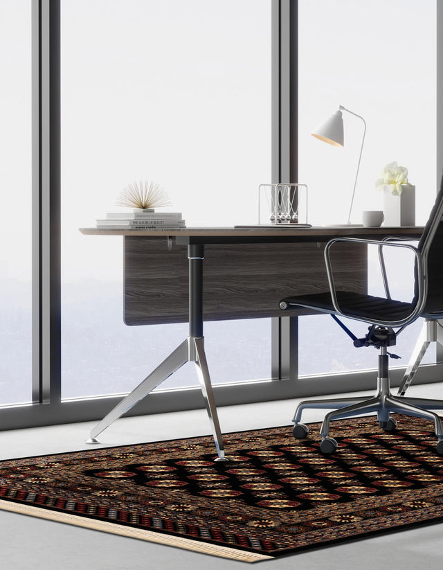Black 3' 1 x 5' 3 Tekke Rectangle Area Rug Classic Traditional Vintage Design Carpet for Living Rooms, Dining, Bedrooms, Office Space for Sale at Rug Engine
