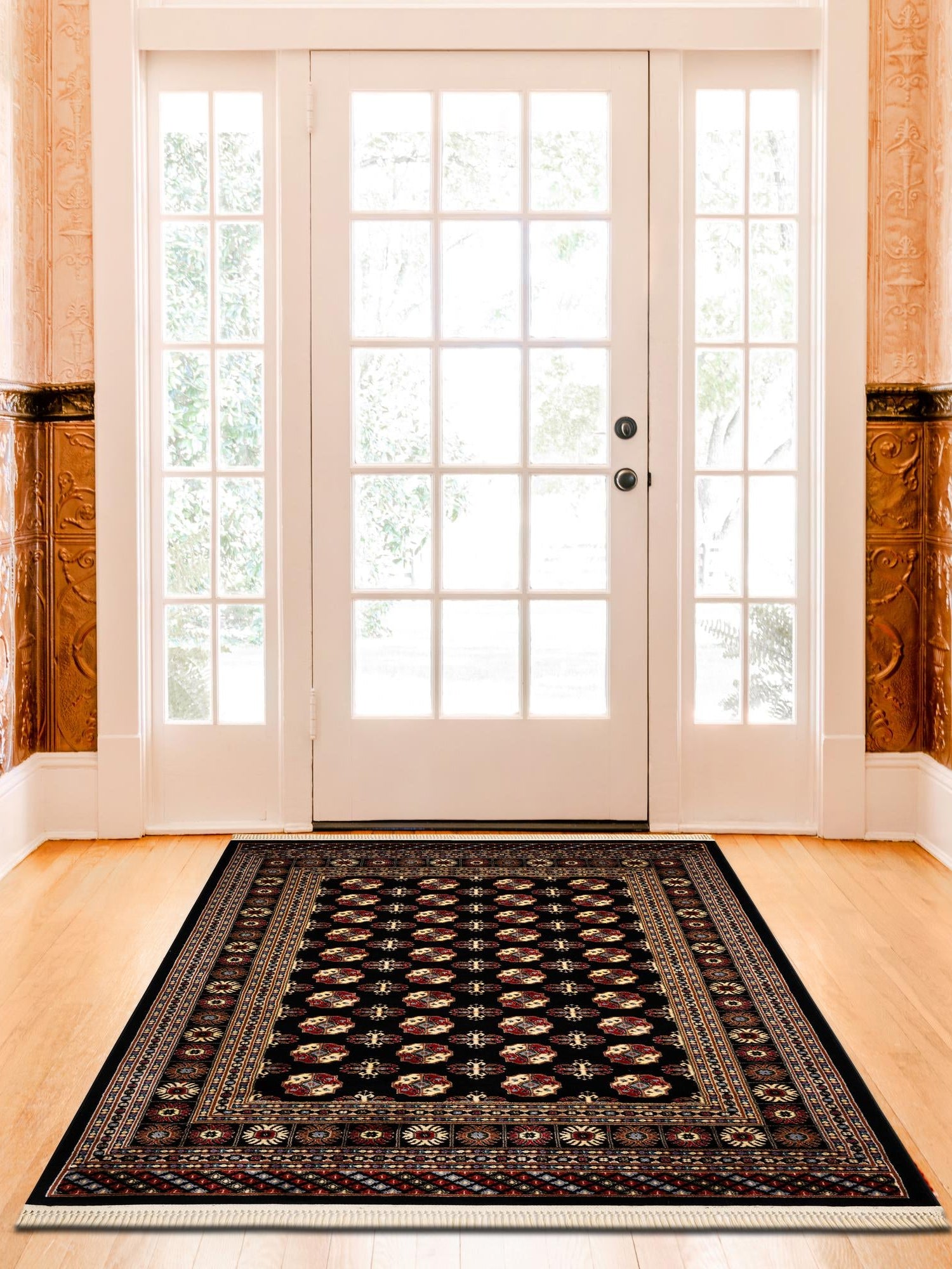 Black 9' x 12' Tekke Rectangle Area Rug Classic Traditional Vintage Design Carpet for Living Rooms, Dining, Bedrooms, Office Space for Sale at Rug Engine