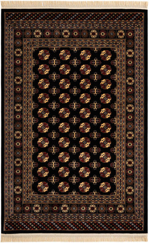 Black 5' 3 x 8' Tekke Rectangle Area Rug Classic Traditional Vintage Design Carpet for Living Rooms, Dining, Bedrooms, Office Space for Sale at Rug Engine
