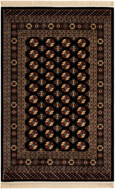 Black 5' 3 x 8' Tekke Rectangle Area Rug Classic Traditional Vintage Design Carpet for Living Rooms, Dining, Bedrooms, Office Space for Sale at Rug Engine