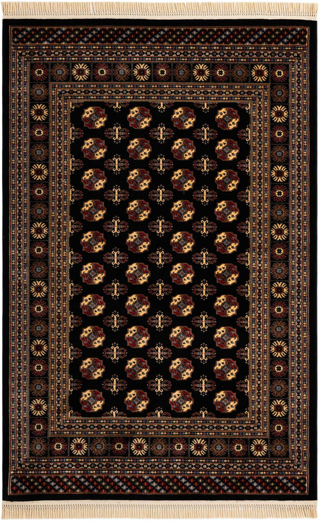 Black 5' 3 x 8' Tekke Rectangle Area Rug Classic Traditional Vintage Design Carpet for Living Rooms, Dining, Bedrooms, Office Space for Sale at Rug Engine