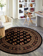 Black 6' 1 x 6' 1 Tekke Round Area Rug Classic Traditional Vintage Design Carpet for Living Rooms, Dining, Bedrooms, Office Space for Sale at Rug Engine