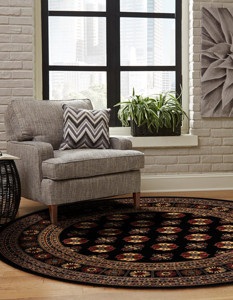 Black 10' x 10' Tekke Round Area Rug Classic Traditional Vintage Design Carpet for Living Rooms, Dining, Bedrooms, Office Space for Sale at Rug Engine