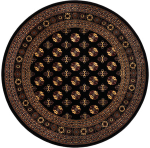 Black 6' 1 x 6' 1 Tekke Round Area Rug Classic Traditional Vintage Design Carpet for Living Rooms, Dining, Bedrooms, Office Space for Sale at Rug Engine