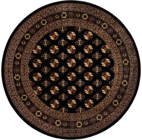 Black 6' 1 x 6' 1 Tekke Round Area Rug Classic Traditional Vintage Design Carpet for Living Rooms, Dining, Bedrooms, Office Space for Sale at Rug Engine