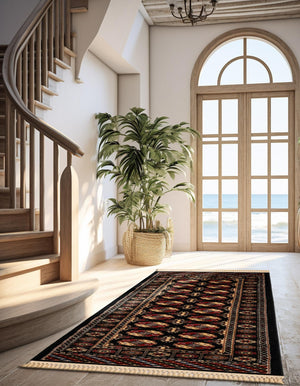 Black 2' 7 x 12' Tekke Runner Area Rug Classic Traditional Vintage Design Carpet for Living Rooms, Dining, Bedrooms, Office Space for Sale at Rug Engine