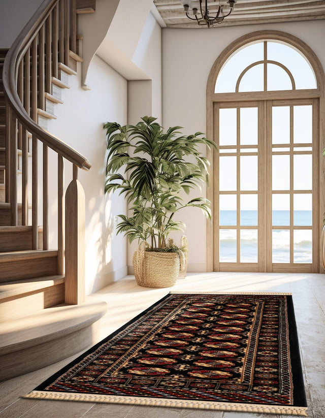 Black 2' 7 x 12' Tekke Runner Area Rug Classic Traditional Vintage Design Carpet for Living Rooms, Dining, Bedrooms, Office Space for Sale at Rug Engine