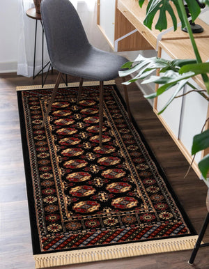 Black 2' 7 x 12' Tekke Runner Area Rug Classic Traditional Vintage Design Carpet for Living Rooms, Dining, Bedrooms, Office Space for Sale at Rug Engine