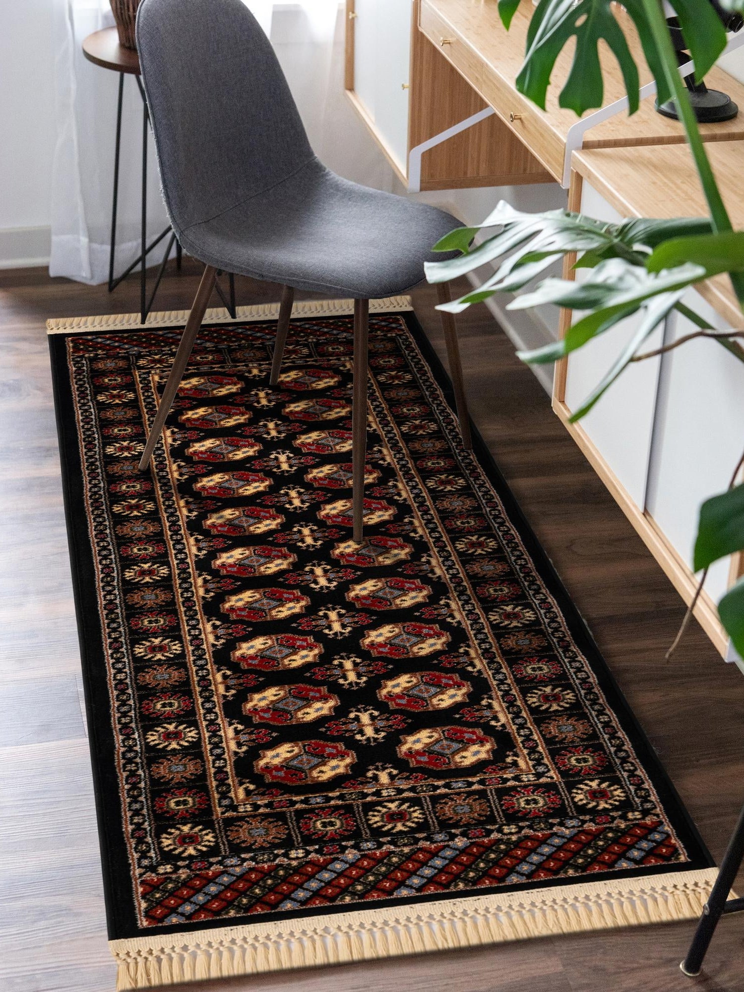 Black 2' 7 x 10' Tekke Runner Area Rug Classic Traditional Vintage Design Carpet for Living Rooms, Dining, Bedrooms, Office Space for Sale at Rug Engine