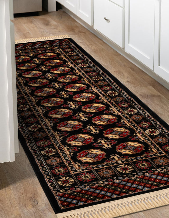 Black 2' 7 x 12' Tekke Runner Area Rug Classic Traditional Vintage Design Carpet for Living Rooms, Dining, Bedrooms, Office Space for Sale at Rug Engine