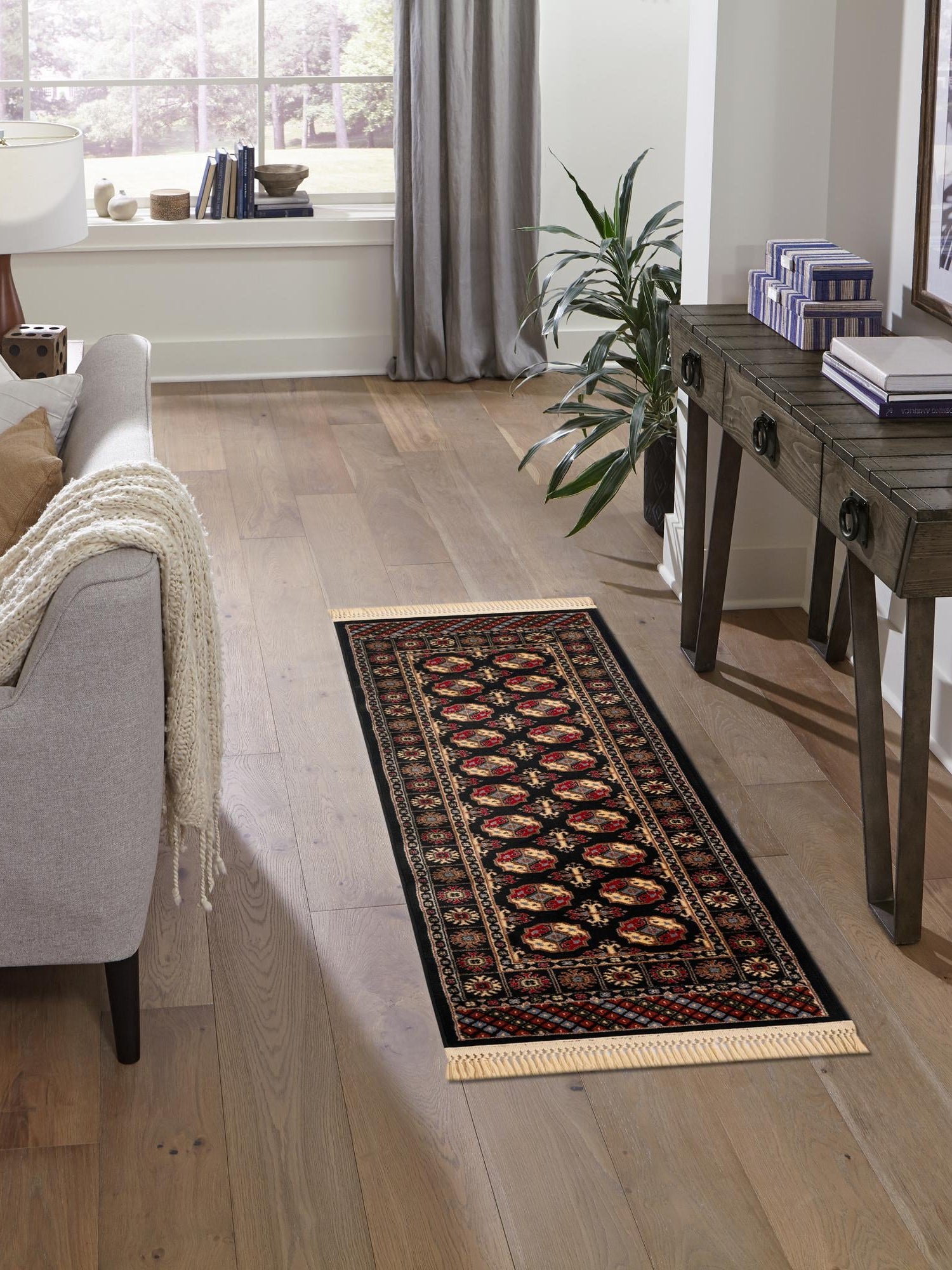 Black 2' x 8' Tekke Runner Area Rug Classic Traditional Vintage Design Carpet for Living Rooms, Dining, Bedrooms, Office Space for Sale at Rug Engine