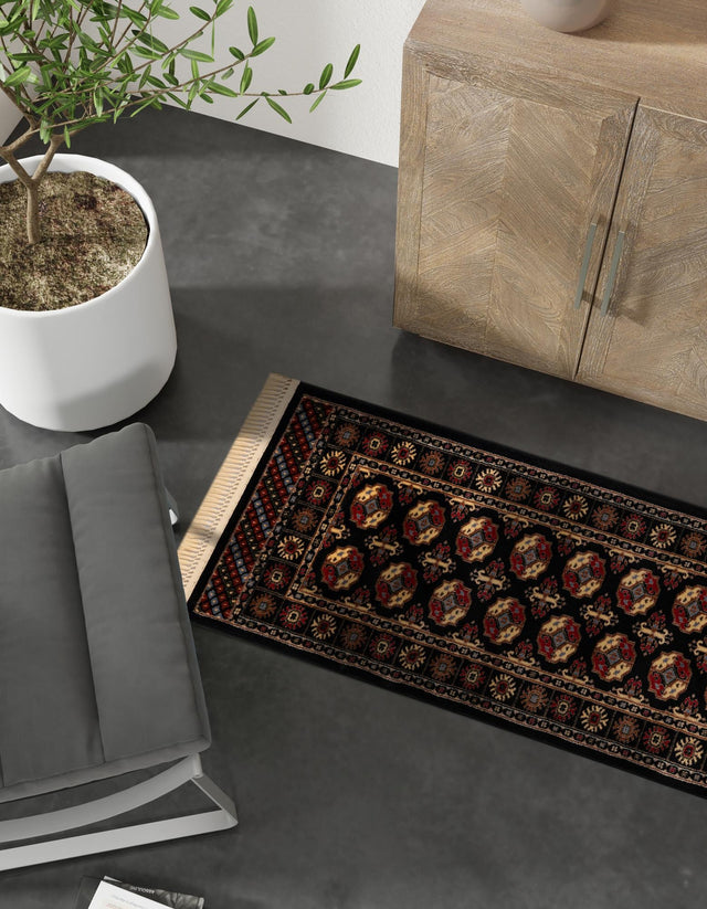 Black 2' 7 x 12' Tekke Runner Area Rug Classic Traditional Vintage Design Carpet for Living Rooms, Dining, Bedrooms, Office Space for Sale at Rug Engine