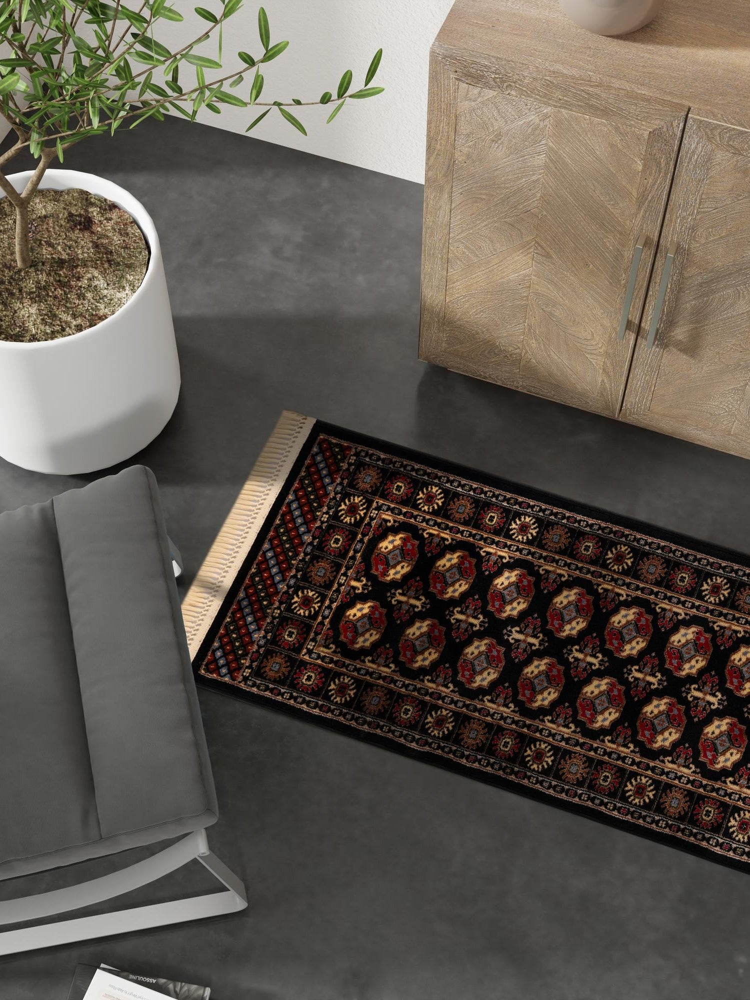 Black 2' x 6' 1 Tekke Runner Area Rug Classic Traditional Vintage Design Carpet for Living Rooms, Dining, Bedrooms, Office Space for Sale at Rug Engine