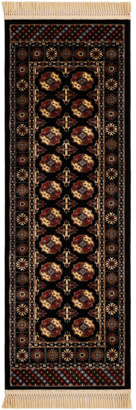Black 2' x 6' 1 Tekke Runner Area Rug Classic Traditional Vintage Design Carpet for Living Rooms, Dining, Bedrooms, Office Space for Sale at Rug Engine