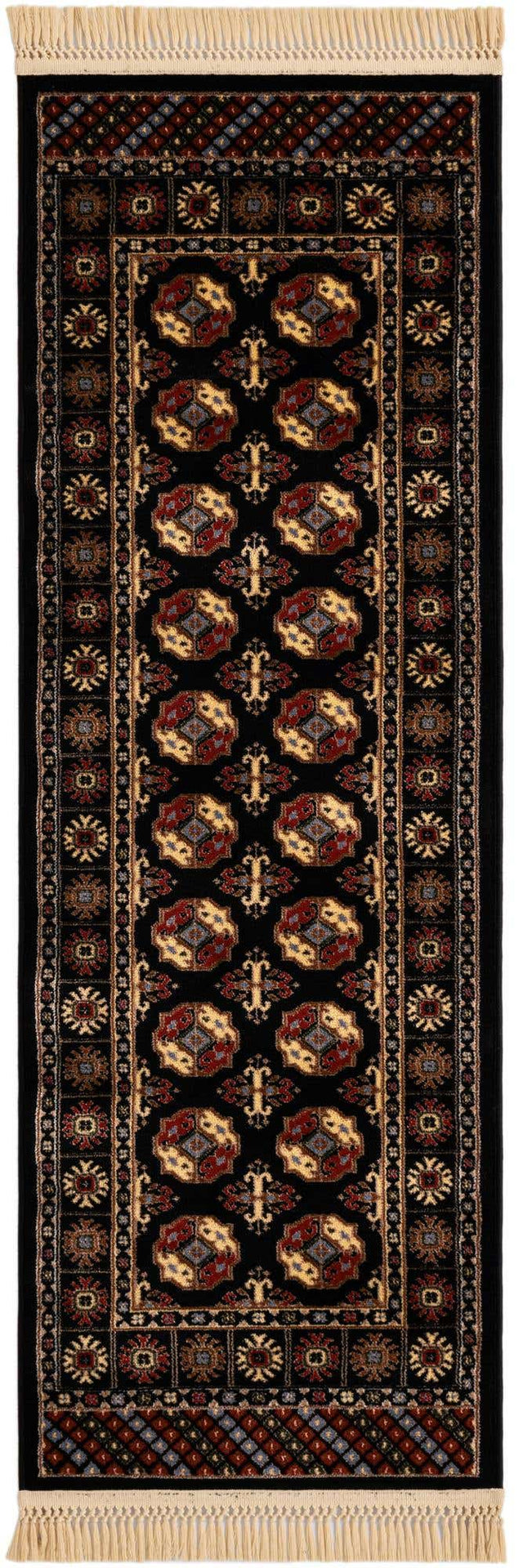 Black 2' x 6' 1 Tekke Runner Area Rug Classic Traditional Vintage Design Carpet for Living Rooms, Dining, Bedrooms, Office Space for Sale at Rug Engine