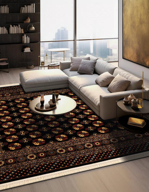 Black 10' x 10' Tekke Square Area Rug Classic Traditional Vintage Design Carpet for Living Rooms, Dining, Bedrooms, Office Space for Sale at Rug Engine