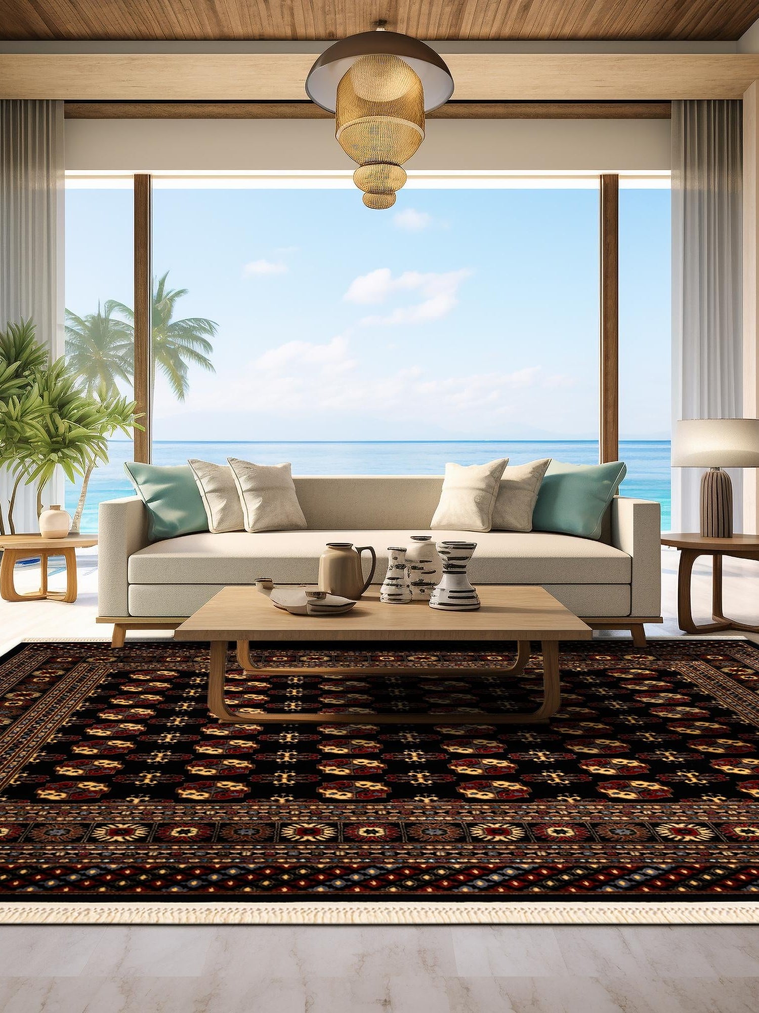 Black 7' 10 x 7' 10 Tekke Square Area Rug Classic Traditional Vintage Design Carpet for Living Rooms, Dining, Bedrooms, Office Space for Sale at Rug Engine