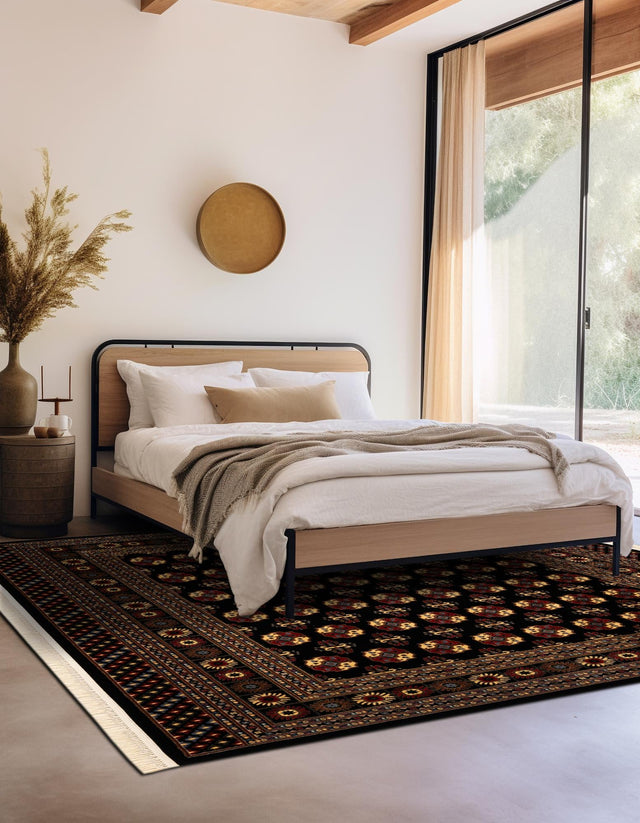 Black 6' 1 x 6' 1 Tekke Square Area Rug Classic Traditional Vintage Design Carpet for Living Rooms, Dining, Bedrooms, Office Space for Sale at Rug Engine