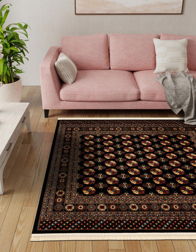 Black 10' x 10' Tekke Square Area Rug Classic Traditional Vintage Design Carpet for Living Rooms, Dining, Bedrooms, Office Space for Sale at Rug Engine