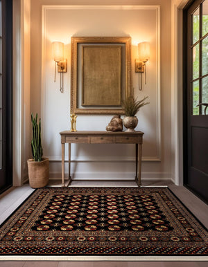 Black 10' x 10' Tekke Square Area Rug Classic Traditional Vintage Design Carpet for Living Rooms, Dining, Bedrooms, Office Space for Sale at Rug Engine