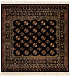 Black 6' 1 x 6' 1 Tekke Square Area Rug Classic Traditional Vintage Design Carpet for Living Rooms, Dining, Bedrooms, Office Space for Sale at Rug Engine