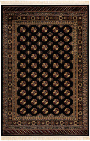 Black 6' 1 x 9' Tekke Rectangle Area Rug Classic Traditional Vintage Design Carpet for Living Rooms, Dining, Bedrooms, Office Space for Sale at Rug Engine
