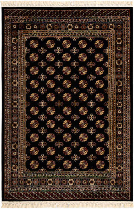 Black 6' 1 x 9' Tekke Rectangle Area Rug Classic Traditional Vintage Design Carpet for Living Rooms, Dining, Bedrooms, Office Space for Sale at Rug Engine