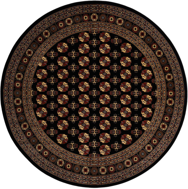 Black 7' 10 x 7' 10 Tekke Round Area Rug Classic Traditional Vintage Design Carpet for Living Rooms, Dining, Bedrooms, Office Space for Sale at Rug Engine
