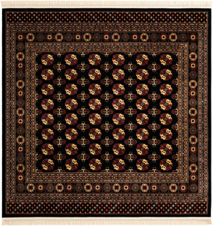 Black 7' 10 x 7' 10 Tekke Square Area Rug Classic Traditional Vintage Design Carpet for Living Rooms, Dining, Bedrooms, Office Space for Sale at Rug Engine