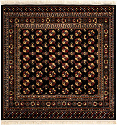 Black 7' 10 x 7' 10 Tekke Square Area Rug Classic Traditional Vintage Design Carpet for Living Rooms, Dining, Bedrooms, Office Space for Sale at Rug Engine