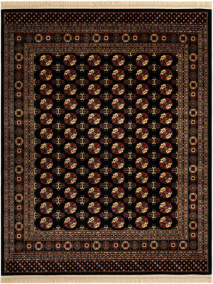 Black 7' 10 x 10' Tekke Rectangle Area Rug Classic Traditional Vintage Design Carpet for Living Rooms, Dining, Bedrooms, Office Space for Sale at Rug Engine