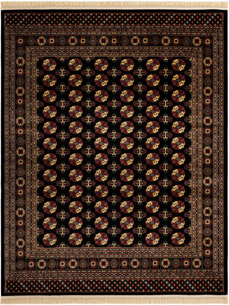 Black 7' 10 x 10' Tekke Rectangle Area Rug Classic Traditional Vintage Design Carpet for Living Rooms, Dining, Bedrooms, Office Space for Sale at Rug Engine