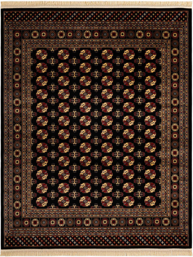 Black 7' 10 x 10' Tekke Rectangle Area Rug Classic Traditional Vintage Design Carpet for Living Rooms, Dining, Bedrooms, Office Space for Sale at Rug Engine