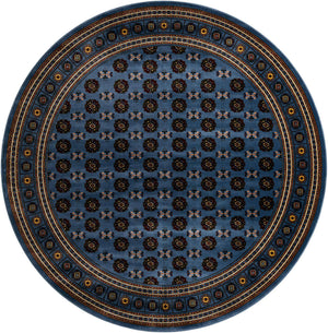 Blue 10' x 10' Tekke Round Area Rug Classic Traditional Vintage Design Carpet for Living Rooms, Dining, Bedrooms, Office Space for Sale at Rug Engine