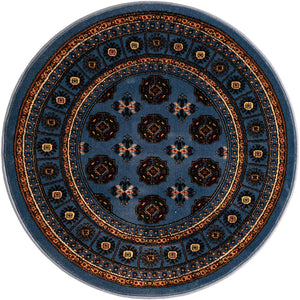 Blue 3' 1 x 3' 1 Tekke Round Area Rug Classic Traditional Vintage Design Carpet for Living Rooms, Dining, Bedrooms, Office Space for Sale at Rug Engine