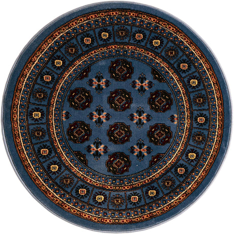 Blue 3' 1 x 3' 1 Tekke Round Area Rug Classic Traditional Vintage Design Carpet for Living Rooms, Dining, Bedrooms, Office Space for Sale at Rug Engine