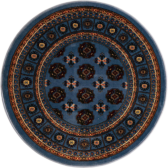 Blue 3' 1 x 3' 1 Tekke Round Area Rug Classic Traditional Vintage Design Carpet for Living Rooms, Dining, Bedrooms, Office Space for Sale at Rug Engine