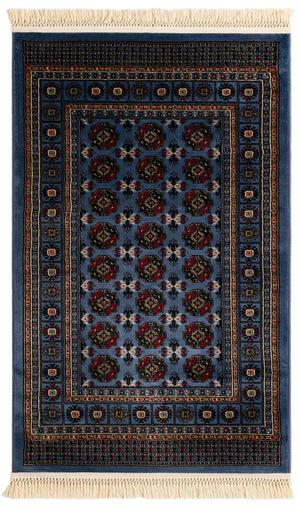 Blue 3' 1 x 5' 3 Tekke Rectangle Area Rug Classic Traditional Vintage Design Carpet for Living Rooms, Dining, Bedrooms, Office Space for Sale at Rug Engine