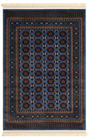 Blue 4' 1 x 6' 1 Tekke Rectangle Area Rug Classic Traditional Vintage Design Carpet for Living Rooms, Dining, Bedrooms, Office Space for Sale at Rug Engine