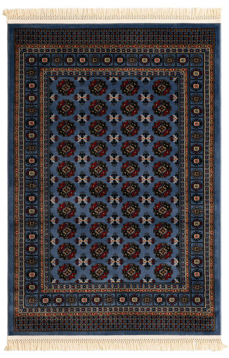 Blue 4' 1 x 6' 1 Tekke Rectangle Area Rug Classic Traditional Vintage Design Carpet for Living Rooms, Dining, Bedrooms, Office Space for Sale at Rug Engine