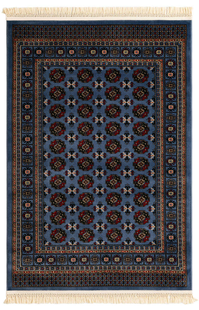 Blue 4' 1 x 6' 1 Tekke Rectangle Area Rug Classic Traditional Vintage Design Carpet for Living Rooms, Dining, Bedrooms, Office Space for Sale at Rug Engine