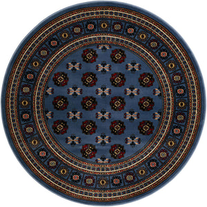 Blue 5' 3 x 5' 3 Tekke Round Area Rug Classic Traditional Vintage Design Carpet for Living Rooms, Dining, Bedrooms, Office Space for Sale at Rug Engine