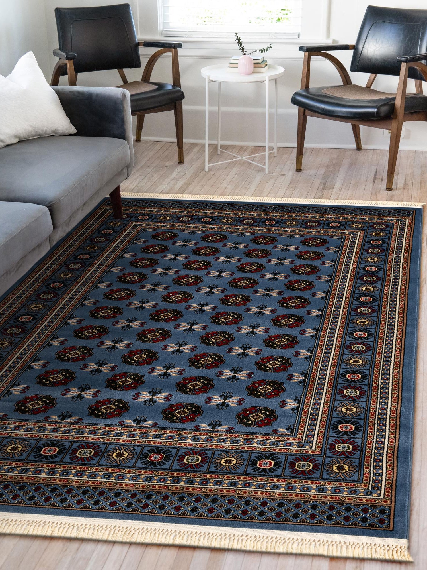 Blue 3' 1 x 5' 3 Tekke Rectangle Area Rug Classic Traditional Vintage Design Carpet for Living Rooms, Dining, Bedrooms, Office Space for Sale at Rug Engine