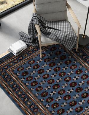 Blue 7' 1 x 10' Tekke Rectangle Area Rug Classic Traditional Vintage Design Carpet for Living Rooms, Dining, Bedrooms, Office Space for Sale at Rug Engine