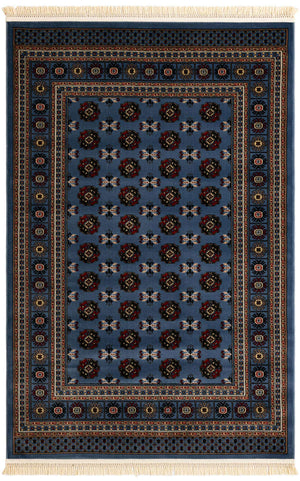 Blue 5' 3 x 8' Tekke Rectangle Area Rug Classic Traditional Vintage Design Carpet for Living Rooms, Dining, Bedrooms, Office Space for Sale at Rug Engine