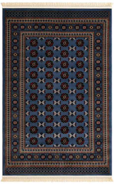 Blue 5' 3 x 8' Tekke Rectangle Area Rug Classic Traditional Vintage Design Carpet for Living Rooms, Dining, Bedrooms, Office Space for Sale at Rug Engine