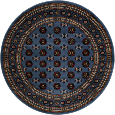 Blue 6' 1 x 6' 1 Tekke Round Area Rug Classic Traditional Vintage Design Carpet for Living Rooms, Dining, Bedrooms, Office Space for Sale at Rug Engine