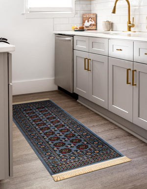 Blue 2' 7 x 10' Tekke Runner Area Rug Classic Traditional Vintage Design Carpet for Living Rooms, Dining, Bedrooms, Office Space for Sale at Rug Engine